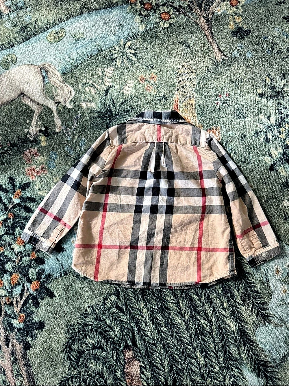 Burberry Children Check Cotton Button-Down Shirt Tan & Black 12-18m - Picture 2 of 3